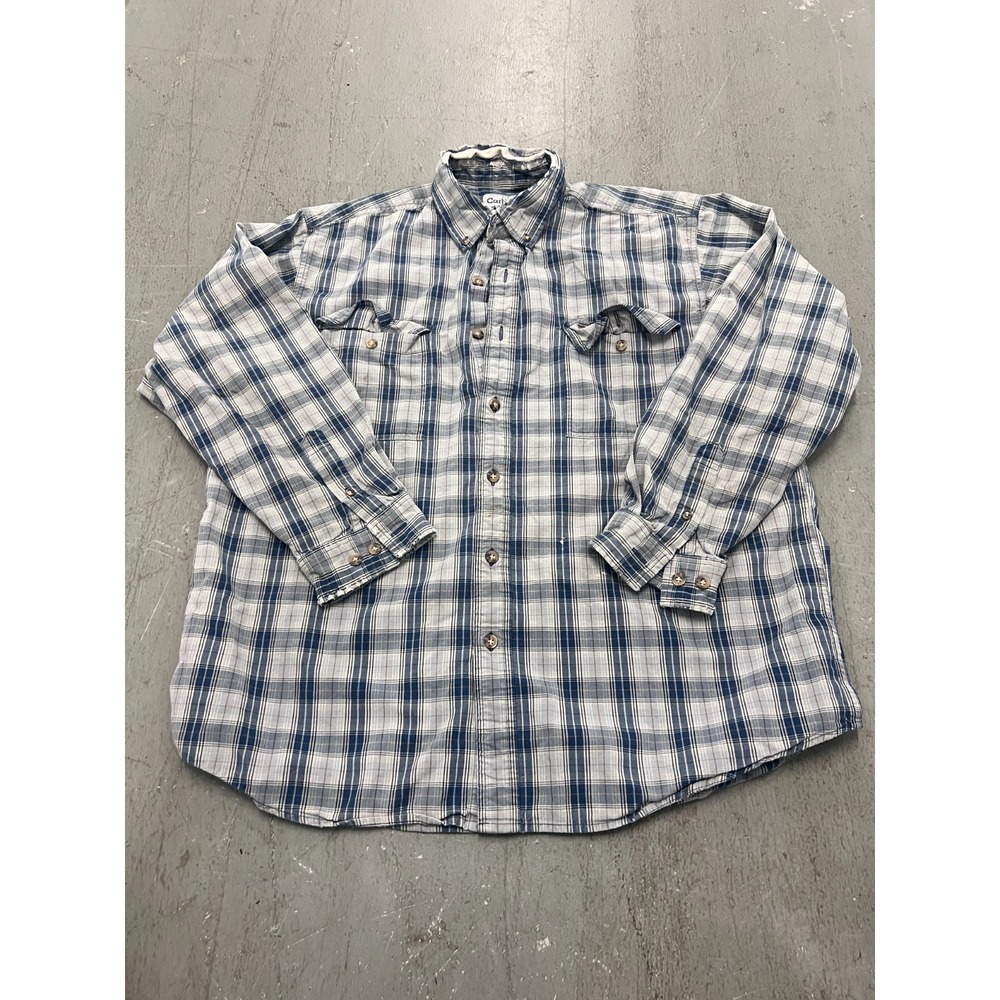 Carhartt Work Shirt Mens Large Multicolor Plaid 100% Cotton Button Down Gorpcore